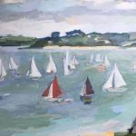 voiles blanches sur l'Aber Benoît par un temps gris